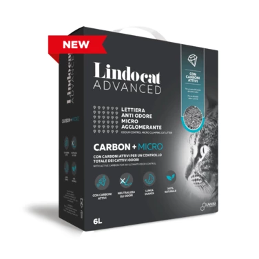 LINDOCAT Advanced Carbon + Micro - drobny, zbrylający żwirek bentonitowy z dodatkiem węgla aktywnego 6 l