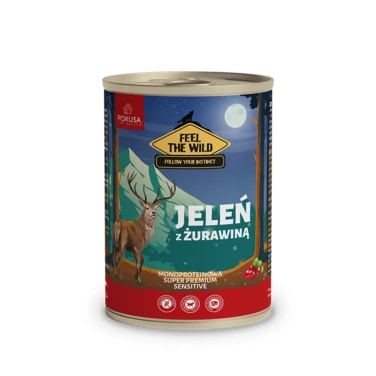 POKUSA Feel The Wild - pełnoporcjowa, mokra karma dla psa, jeleń z żurawiną 400g