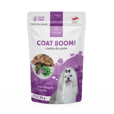 POKUSA coat boom! - ciastka dla psa, alga, pokrzywa i czystek 70g