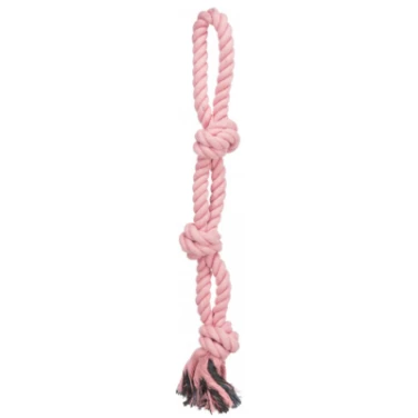 TRIXIE mocny, podwójny bawełniany sznur z rączką i trzema węzłami, 60 cm - 3