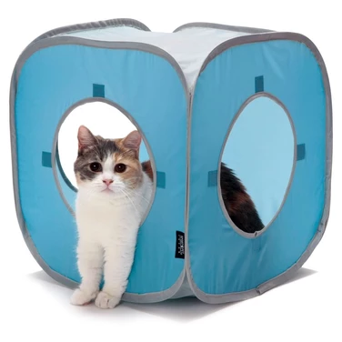PET SUPPLIES namiot dla kota - lekki, składany domek dla kota, niebieski