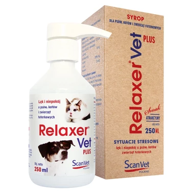 SKANVET Relaxer Vet Plus - preparat uspokajający dla psów, kotów i zwierząt futerkowych 250 ml