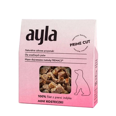 AYLA Mini Kosteczki filet z piersi indyka - dojrzewające, naturalne przysmaki dla psów, indyk 45 g