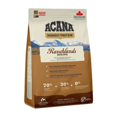 ACANA Highest Protein Ranchlands Dog - bezzbożowa, sucha karma dla psa, wołowina, jagnięcina, wieprzowina i ryby 2kg