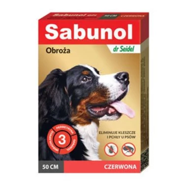 SABUNOL - obroża przeciw pchłom i kleszczom dla psa, czerwona
