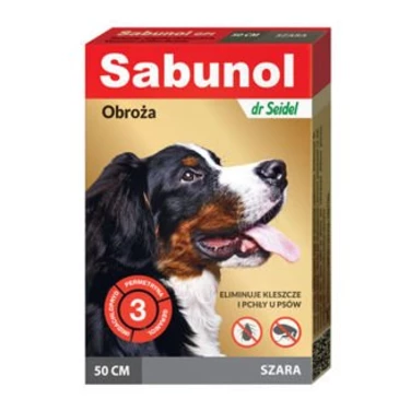 SABUNOL - obroża przeciw pchłom i kleszczom dla psa, szara