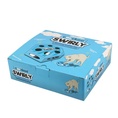 COOCKOO Swirly - interaktywna zabawka dla kota na baterie, z piórkami i piłeczką, niebieska - 3