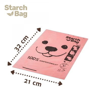 STARCHBAG kompostowalne BIO worki na odchody dla psa 8 rolek po 15 sztuk, różowe - 2