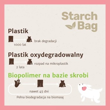 STARCHBAG kompostowalne BIO worki na odchody dla psa 8 rolek po 15 sztuk, różowe - 4