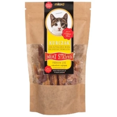 MILORD Meat Stripes - naturalne gryzaki dla kotów, suszony kurczak w paskach 40 g