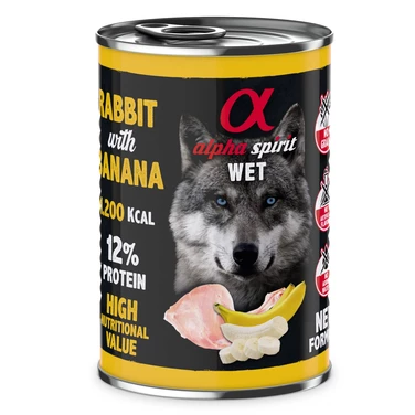 ALPHA SPIRIT wysokomięsna karma mokra dla psów - kurczak i królik z bananem 400g