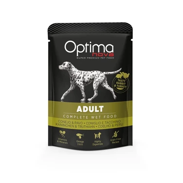 OPTIMANOVA Adult Rabbit & Turkey - pełnoporcjowa mokra karma dla psów z królikiem i indykiem 300 g