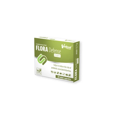 VETFOOD Flora Defense mini synbiotyk probiotyk wspomagający pracę układu pokarmowego 30 kapsułek