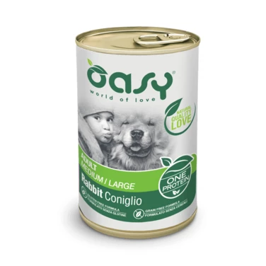 OASY One Protein Adult Medium/Large - monobiałkowa, mokra karma dla psa w formie pasztetu, królik 400g