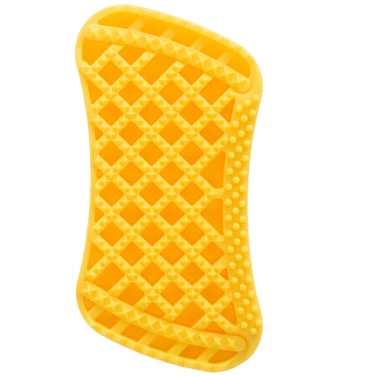 PET+ME Medium Silicone Brush Yellow - szczotka silikonowa dla psów o sierści krótkiej i gęstej, jedwabistej i szorstkiej - 4