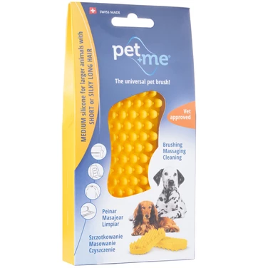 PET+ME Medium Silicone Brush Yellow - szczotka silikonowa dla psów o sierści krótkiej i gęstej, jedwabistej i szorstkiej - 5