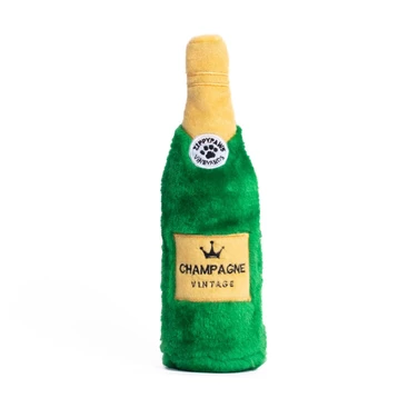 ZIPPYPAWS pluszowa, trzaskająca butelka dla psa Champagne z prawdziwą plastikową butelką w środku