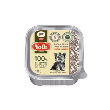 FOLK Mini Podhalańskie danie jagnięce - wysokomięsna, mokra karma dla psów w formie pasztetu 100g