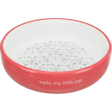 TRIXIE duża miska ceramiczna dla kota, szeroka i niska, czerwono-biała 300 ml