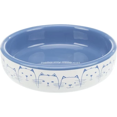 TRIXIE duża miska ceramiczna dla kota, szeroka i niska, niebiesko-biała 300 ml