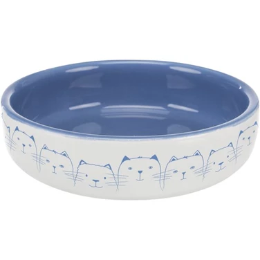 TRIXIE duża miska ceramiczna dla kota, szeroka i niska, niebiesko-biała 300ml - 3