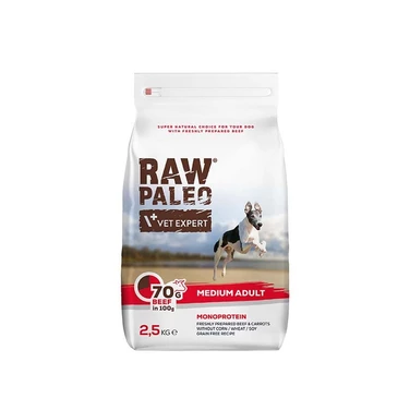 RAW PALEO Adult Medium - sucha karma dla psów dorosłych ras średnich, monoproteinowa, wołowina 2,5 kg