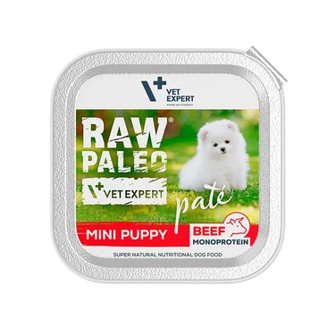RAW PALEO Pate Puppy Mini - mokra karma dla szczeniąt ras małych, monoproteinowa, wołowina 150 g