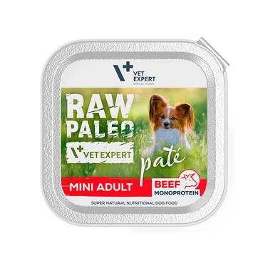 RAW PALEO Pate Adult Mini - mokra karma dla psów dorosłych ras małych, monoproteinowa, wołowina 150 g