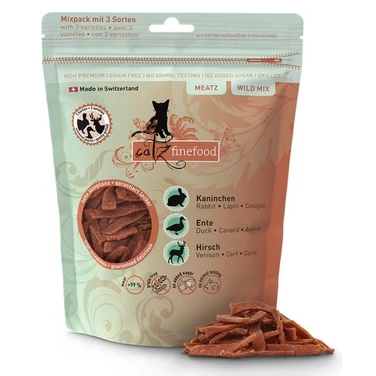 CATZ FINEFOOD Meatz Wild Mix - naturalne przysmaki dla kotów, królik, kaczka, jeleń 45 g