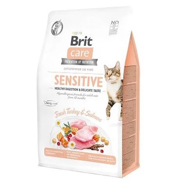 BRIT CARE Sensitive Healthy Digestion - sucha, bezzbożowa karma dla kotów wrażliwych, indyk z łososiem 400 g