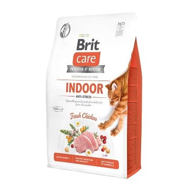 BRIT CARE Indoor Anti Stress - sucha, bezzbożowa karma dla kotów niewychodzących, kurczak 400 g