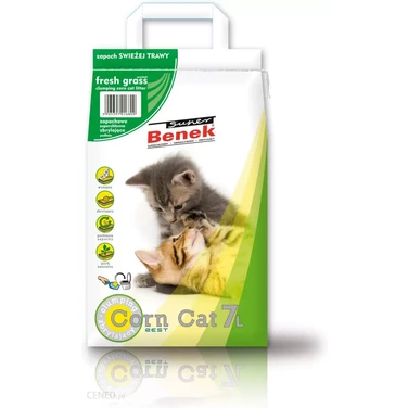 BENEK Corn Cat Fresh Grass - biodegradowalny żwirek kukurydziany dla kota, świeża trawa 7l