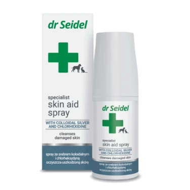 DR SEIDEL Skin Aid Spray preparat ze srebrem koloidalnym i chlorheksydyną dla psów i kotów 50 ml
