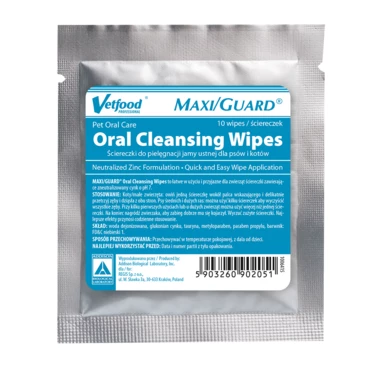 VETFOOD MAXI/GUARD® Oral Cleansing Wipes - chusteczki czyszczące zęby dla psów i kotów 10 szt.