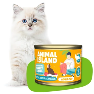 ANIMAL ISLAND pełnoporcjowa mokra karma dla kotów, aż 99% mięsa, indyk z przepiórką 200g - 2