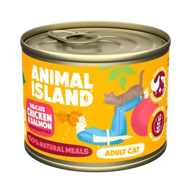 ANIMAL ISLAND pełnoporcjowa mokra karma dla kotów, aż 99% mięsa, kurczak z łososiem 200g
