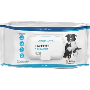 FRANCODEX cleansing wipes - wielofunkcyjne chusteczki czyszczące dla psów i kotów 80 sztuk