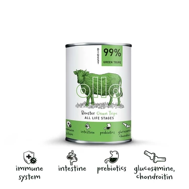 OLLO Booster Digest Green Tripe - uzupełniająca, mokra karma dla psa z zielonymi żwaczami wołowymi 400g