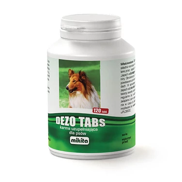 MIKITA Dezo Tabs - naturalny suplement diety neutralizujący nieprzyjemne psie zapachy, 120 tabl.