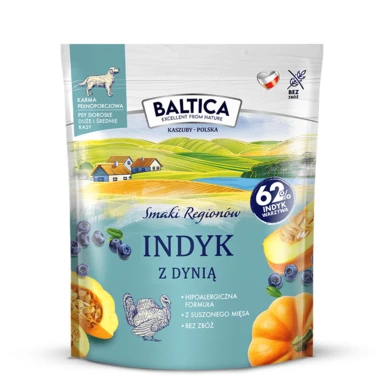 BALTICA Smaki Regionów - sucha karma dla psów ras średnich i dużych z indykiem i dynią 1kg