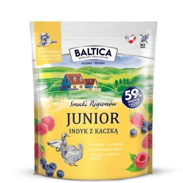 BALTICA Smaki Regionów Junior - sucha karma dla szczeniąt ras dużych, indyk z kaczką 1kg