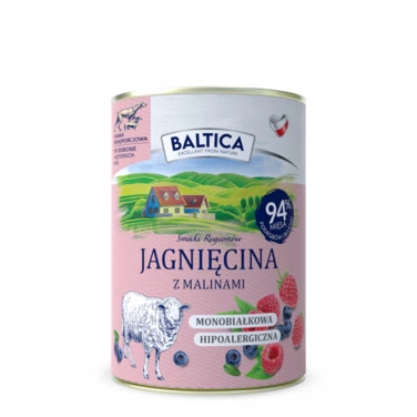 BALTICA Smaki Regionów - monoproteinowa, mokra karma dla psa, jagnięcina z malinami 400g