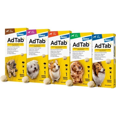 ELANCO AdTab 56 mg - tabletka na pchły i kleszcze dla psów o wadze 1,3 - 2,5 kg - 2