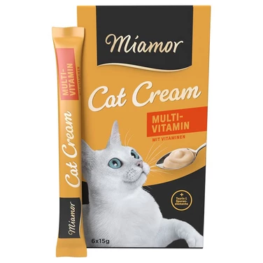 MIAMOR Cat Cream Multi-Vitamin - przysmak dla kota w formie kremu z dodatkiem witamin i tauryny 6x15 g