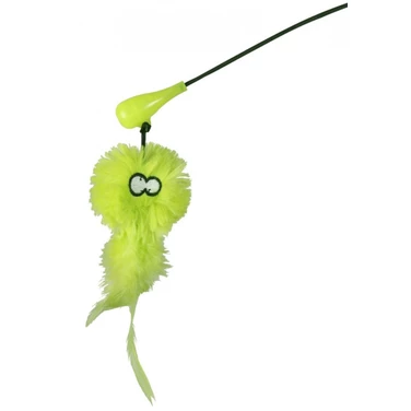 COOCKOO Loomy - solidna wędka dla kota z podświetleniem, dzwoneczkiem i piórkami, zielona - 2