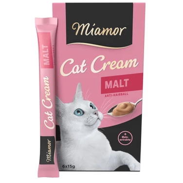 MIAMOR Cat Cream Malt - przysmak dla kota w formie kremu z dodatkiem odkłaczacza 6x15 g