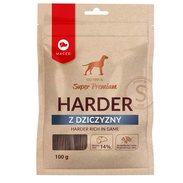MACED Super Premium Harder z Dziczyzną - mięsny gryzak dla psa z wysoką zawartością kolagenu, rozmiar S,  11cm, 5szt