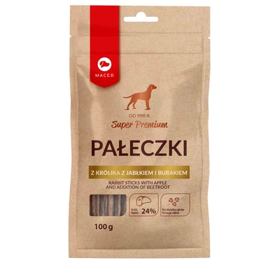 MACED Super Premium - miękkie pałeczki dla psa z królikiem, jabłkiem i burakiem 100g