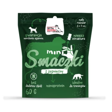 SYTA MICHA Mini smaczki dla psa, malutkie treningówki bez zbóż, jagnięcina 60 g
