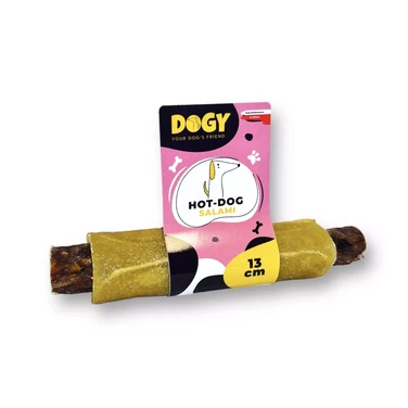 DOGY Hot Dog Salami - naturalny gryzak dla psa ze żwaczami i penisami wołowymi  13 cm
